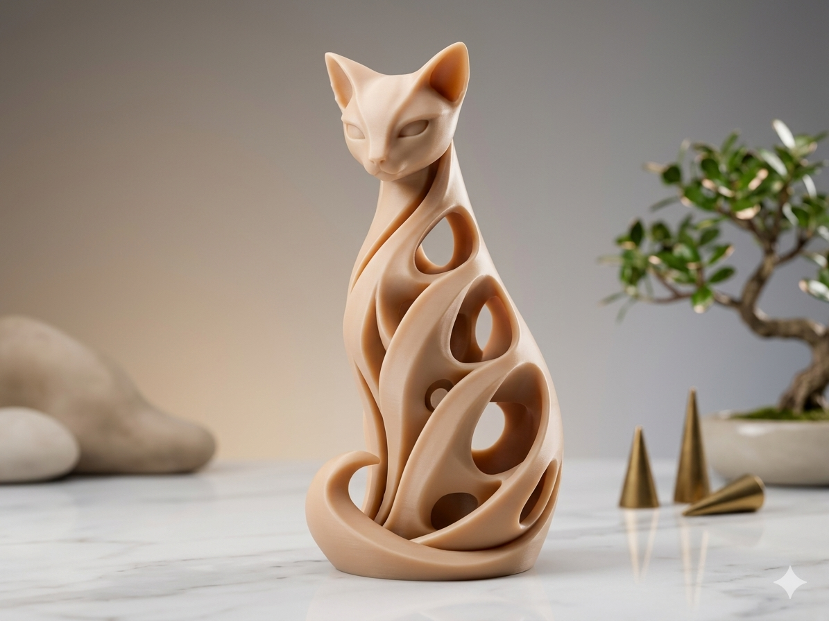 Escultura Abstrata de Gato para Decoração Moderna e Sofisticada