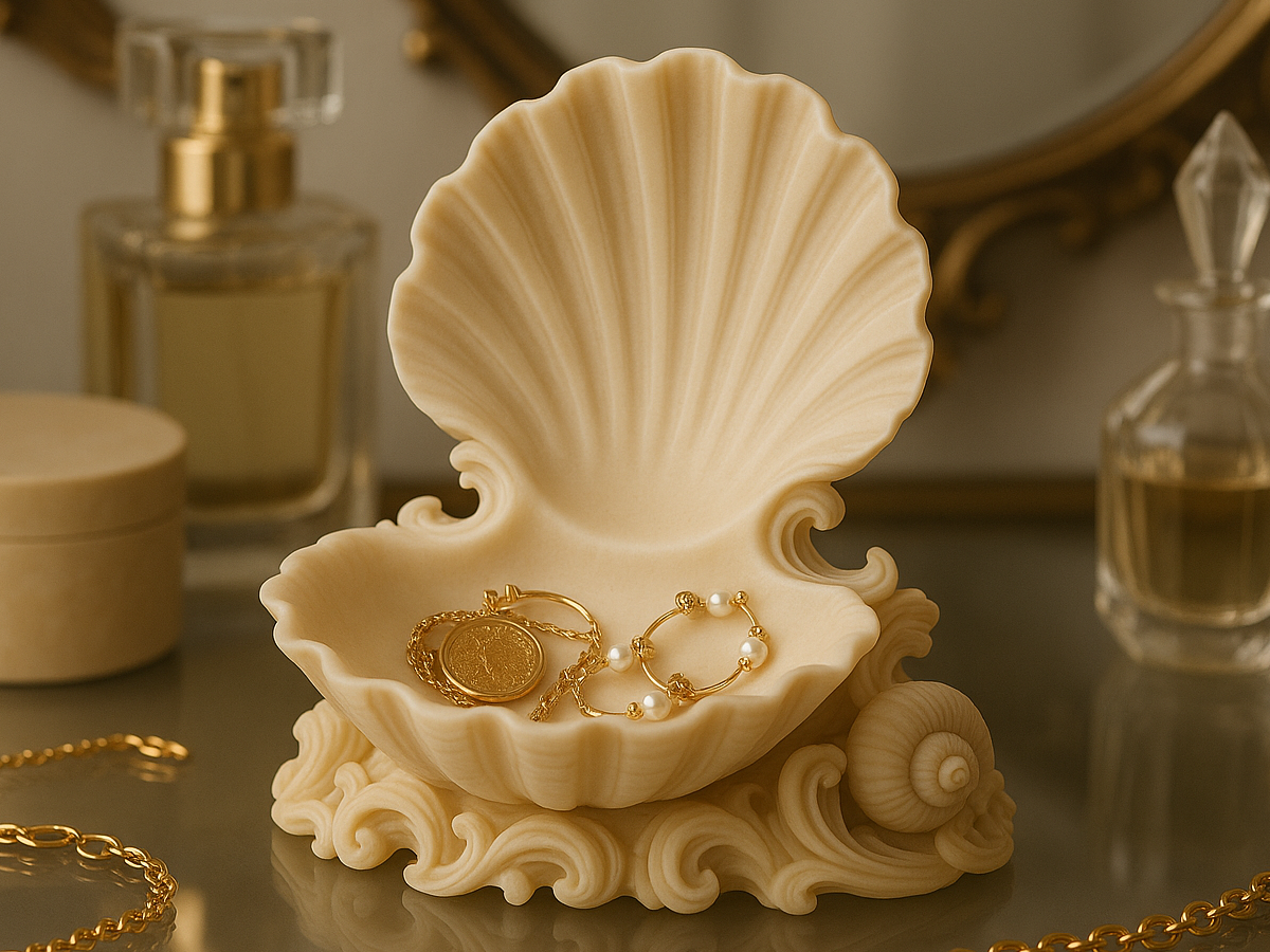 Prato de Joias Decorativo Concha Marinha: Elegancia Nautica para Seus Tesouros